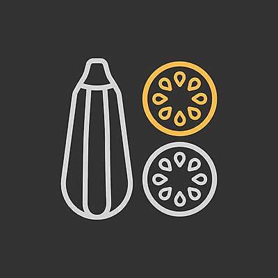 EPS 해외이미지 일러스트 단면 사람없음 검은색 슬라이스 주키니 주키니호박 해외일러스트 컬러 파일형식 벡터 이미지허브