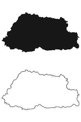 EPS 해외이미지 실루엣 백그라운드 지도 일러스트 흑백 그래픽 검은색 흰색 경계선 땅 윤곽 고립 부탄 전국 지리 해외일러스트 선 컬러 촬영기법 경계 남아시아 파일형식 벡터 이미지허브