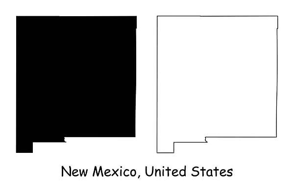 EPS 해외이미지 실루엣 선 지도 일러스트 흑백 검은색 미국 흰색 경계선 사인 심플 윤곽 뉴멕시코 전국 지리 디테일 해외일러스트 컬러 북아메리카 촬영기법 경계 파일형식 벡터 이미지허브