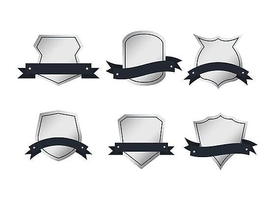 EPS 해외이미지 디자인 리본 일러스트 사람없음 세트 라벨 은색 복고 심플 방패모양 해외일러스트 모양 컬러 프레임 방패 파일형식 벡터 이미지허브