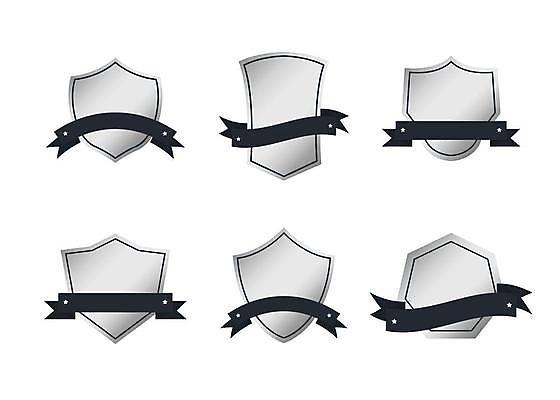 EPS 해외이미지 디자인 리본 일러스트 사람없음 세트 라벨 은색 복고 다각형 방패모양 해외일러스트 모양 도형 컬러 프레임 방패 파일형식 벡터 이미지허브