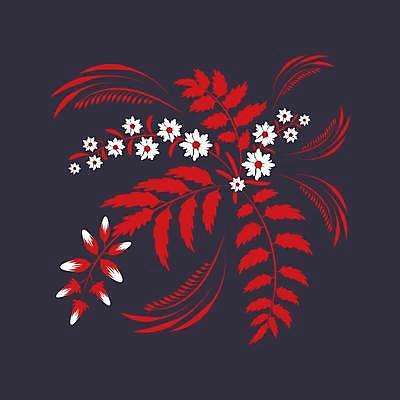 EPS 해외이미지 디자인 꽃 잎 일러스트 미술 사람없음 빨간색 회색 화려 민화 해외일러스트 식물 컬러 컨셉 문화예술 그림 파일형식 벡터 이미지허브