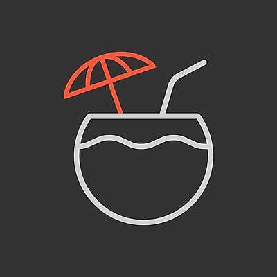 EPS 해외이미지 일러스트 빨대 사람없음 검은색 코코넛 코코넛주스 해외일러스트 컬러 과일 주스 파일형식 벡터 이미지허브