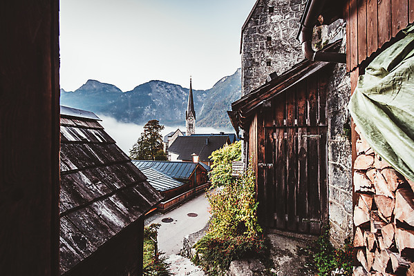 포토 JPG 주간 해외풍경 호수 여행 유럽풍경 자연 하늘 주택 풍경 사람없음 야외 마을 오스트리아 골목길 할슈타트 국내포토 자연요소 해외 유럽 길 건물 생태계 파일형식