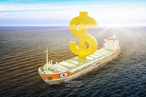 PSD 편집이미지 바다 하늘 사람없음 금융 경제 빛 글로벌 3D소스 3D 달러 태극기 화물선 디지털합성 무역 편집소스 이미지편집 편집3D 산업 돈 배_교통 국기 파일형식