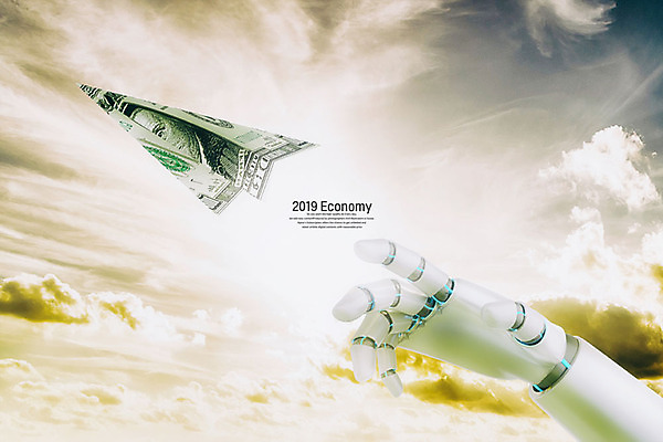 PSD 구름 편집이미지 지폐 하늘 사람없음 금융 경제 3D소스 3D 종이비행기 디지털합성 로봇팔 편집소스 이미지편집 편집3D 자연요소 돈 로봇 종이접기 파일형식