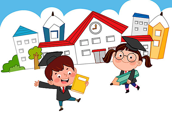 전신 여자 남자 어린이라이프 초등학생 어린이 일러스트 학사모 학교 들기 사람 두명 책 친구 연필 스쿨라이프 즐거움 어린이만 국내일러스트 AI파일 모자_잡화 학생 라이프스타일 교육 감정 졸업 관계 모션 학용품 필기구 파일형식 벡터