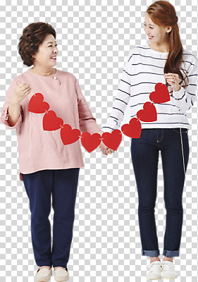 전신 편집이미지 응시 여자 딸 중년 50대 가족 모녀 엄마 서기 미소 들기 20대 성인 두명 앞모습 마주보기 손잡기 다정 한국인 하트 파티용품 PNG 가랜드 여자만 편집소스 모양 시선 뷰포인트 컨셉 관계 모션 표정 사람 동양인 청년 파티 이벤트용품 파일형식