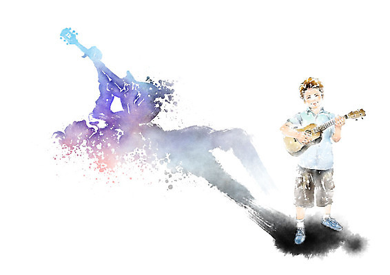 전신 PSD 교육 남자 어린이 음악 연주 일러스트 캘리그라피 붓터치 미래 흑백 그림자 한명 사람 소년 보라색 희망 꿈 기타 번짐 장래희망 기타리스트 소년한명만 국내일러스트 1 감정 컬러 컨셉 현악기 문화예술 촬영기법 연주자 남자한명만 소년만 파일형식 효과
