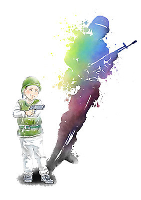 전신 PSD 교육 남자 어린이 일러스트 캘리그라피 붓터치 미래 그림자 한명 사람 소년 컬러풀 장난감 희망 군인 꿈 총 번짐 장래희망 소총 군모 소년한명만 국내일러스트 직업 1 감정 무기 컬러 컨셉 군용 국군 남자한명만 소년만 파일형식 효과