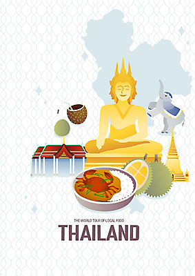 행복 여행 일러스트 태국 휴가 코끼리 사람없음 세계 세계여행 불상 두리안 코코넛주스 태국음식 국내일러스트 AI파일 감정 아시아 불교 포유류 주스 코코넛 동양음식 파일형식 벡터