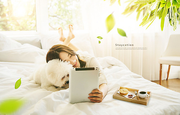 PSD 편집이미지 한마리 응시 여자 반려견 커피 엎드리기 잎 휴식 한명 미소 사람 20대 성인 앞모습 태블릿 한국인 흰색 침대 커튼 강아지 편안함 창가 즐거움 브런치 팬케이크 반려 성인여자한명만 스테이케이션 이미지편집 식물 1 라이프스타일 시선 감정 음료 뷰포인트 컬러 가구 컨셉 창문 모션 표정 동양인 청년 전자제품 스마트기기 반려동물 케이크 식사 감각 개 신조어 여자한명만 성인여자만 파일형식