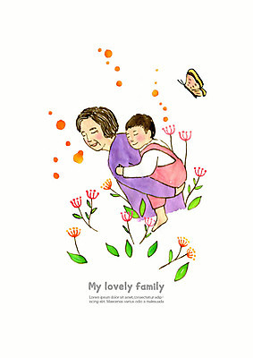 PSD 한마리 여자 노년 남자 꽃 행복 할머니 어린이 나비 잎 일러스트 가족 손자 수채화 사랑 사람 상반신 두명 봄 기쁨 잠 번짐 업기 국내일러스트 식물 1 계절 감정 곤충 관계 모션 성인 손주 파일형식 효과