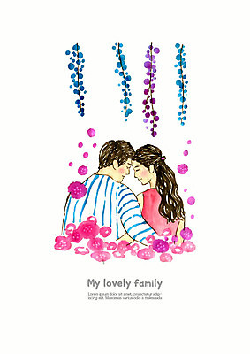 PSD 식물 커플 여자 남자 꽃 행복 일러스트 가족 안기 수채화 사랑 사람 상반신 성인 두명 봄 기쁨 번짐 성인만 국내일러스트 계절 감정 관계 모션 파일형식 효과