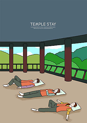 전신 PSD 나무 여자 남자 불교 일러스트 사람 성인 세명 컬러풀 눕기 잠 대청 숲 편안함 즐거움 낮잠 템플스테이 국내일러스트 식물 감정 종교 컬러 모션 한옥 체험 감각 파일형식