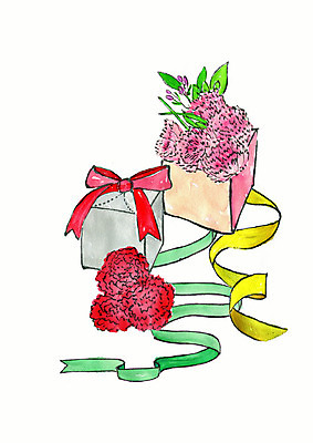 PSD 계절 리본 일러스트 수채화 선물 사람없음 컬러풀 어버이날 스승의날 카네이션 감사 5월행사 가정의달 국내일러스트 기념일 꽃 감정 컬러 이벤트 5월 파일형식