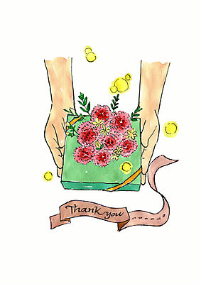 PSD 계절 리본 일러스트 수채화 선물 신체부위 선물상자 양손 어버이날 스승의날 카네이션 감사 5월행사 가정의달 국내일러스트 손 기념일 꽃 감정 사람 이벤트 상자 5월 파일형식