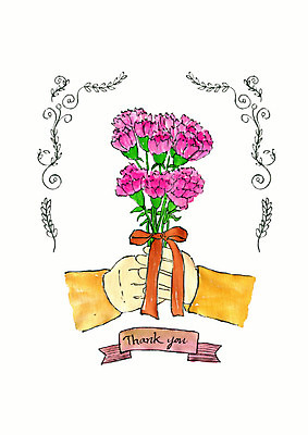 PSD 계절 리본 꽃다발 일러스트 수채화 선물 들기 신체부위 컬러풀 양손 어버이날 스승의날 카네이션 감사 5월행사 가정의달 국내일러스트 손 기념일 꽃 감정 컬러 모션 사람 이벤트 5월 파일형식