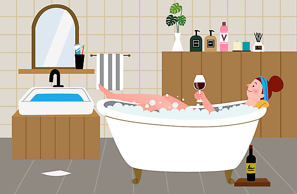 전신 우먼라이프 라이프스타일 여자 와인잔 일러스트 욕조 한명 사람 성인 취미 일상 수건 꽃병 목욕 거울 욕실 와인병 세면대 싱글 거품목욕 세안용품 싱글라이프 성인여자한명만 욜로라이프 소확행 혼족 국내일러스트 AI파일 1 꽃 생활용품 술잔 병_용기 라이프 생활 위생용품 와인 청결 거품 신조어 여자한명만 성인여자만 파일형식 벡터