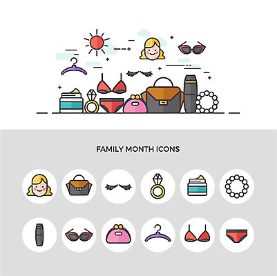 아이콘 여자 얼굴 팔찌 한명 사람 성인 신체부위 세트 비키니 선글라스 태양 화장품 핸드백 반지 지갑 속옷 옷걸이 5월 마스카라 5월행사 가정의달 성년의날 2D아이콘 AI파일 자연요소 1 옷 기념일 수영복 안경 가방 장신구 이벤트 뷰티 날짜 파일형식 벡터