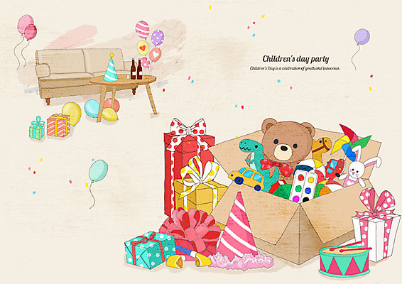 PSD 인형 백그라운드 일러스트 선물 사랑 사람없음 선물상자 소파 컬러풀 장난감 파티 곰인형 고깔모자 어린이날 오브젝트 5월행사 가정의달 풍선 국내일러스트 모자_잡화 기념일 감정 컬러 의자 이벤트 상자 5월 파일형식