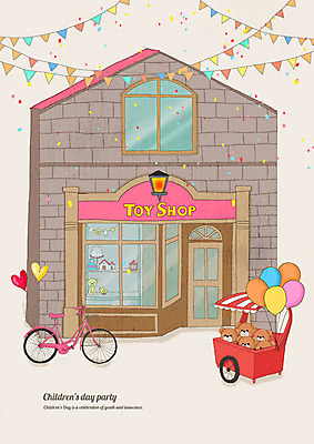 PSD 인형 백그라운드 일러스트 사람없음 컬러풀 장난감 자전거 수레 어린이날 판매대 오브젝트 5월행사 가정의달 하트풍선 풍선 장난감가게 가랜드 베이지색 국내일러스트 기념일 컬러 이벤트 상점 바이크 카트 하트 5월 파티용품 파일형식