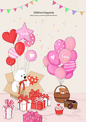PSD 인형 백그라운드 일러스트 사랑 사람없음 선물상자 컬러풀 파티 카메라 케이크 곰인형 어린이날 오브젝트 파티용품 감사 5월행사 가정의달 풍선 가랜드 베이지색 국내일러스트 기념일 감정 컬러 디저트 선물 이벤트 전자제품 상자 5월 이벤트용품 파일형식