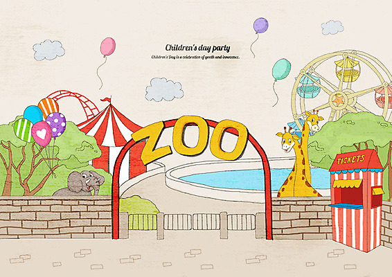 PSD 나무 백그라운드 일러스트 코끼리 동물원 사랑 사람없음 컬러풀 어린이날 기린 오브젝트 분수대 감사 5월행사 천막 대관람차 가정의달 풍선 매표소 티켓박스 국내일러스트 식물 기념일 감정 컬러 포유류 이벤트 상자 놀이기구 5월 파일형식