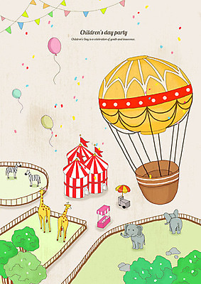 PSD 백그라운드 일러스트 코끼리 동물원 사랑 사람없음 컬러풀 열기구 어린이날 기린 오브젝트 감사 5월행사 천막 얼룩말 가정의달 풍선 가랜드 베이지색 국내일러스트 기념일 감정 컬러 포유류 항공교통 이벤트 말_동물 5월 파티용품 파일형식