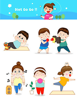 전신 캐릭터 여자 남자 음악 다이어트 일러스트 요가 건강 사람 여러명 상반신 성인 파란색 운동 권투 매트 줄넘기 에어로빅 윗몸일으키기 케틀벨 일러캐릭터 AI파일 웰빙 컬러 다수 문화예술 격투기 춤 파일형식 벡터