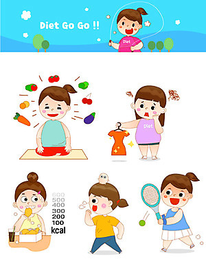 전신 캐릭터 옷 여자 다이어트 채소 일러스트 건강 사람 여러명 상반신 성인 파란색 조깅 운동 걷기 치킨 테니스 테니스라켓 작음 먹기 비만 줄넘기 콜라 식이조절 성인여자만 일러캐릭터 AI파일 컬러 다수 모션 구기 라켓 크기 몸매 탄산음료 닭고기요리 여자만 성인만 파일형식 벡터