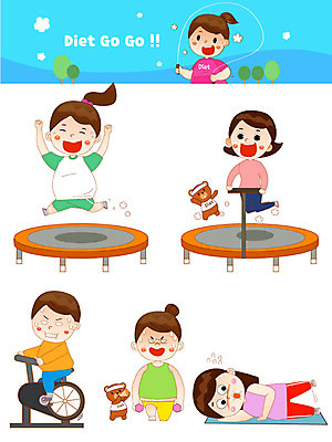 전신 캐릭터 여자 다이어트 일러스트 요가 건강 사람 여러명 상반신 성인 파란색 운동 헬스사이클 점프 아령 줄넘기 성인여자만 일러캐릭터 AI파일 웰빙 컬러 다수 모션 운동기구 여자만 성인만 파일형식 벡터