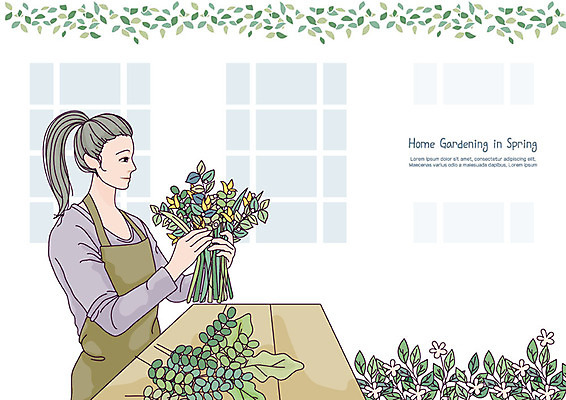 식물 라이프스타일 웰빙 여자 꽃 화분 일러스트 휴식 한명 사람 상반신 성인 취미 정원 앞치마 봄 원예 귀농 정원가꾸기 다듬기 식물키우기 성인여자한명만 홈가드닝 반려식물 국내일러스트 AI파일 1 계절 컨셉 농업 모션 생활 여자한명만 성인여자만 파일형식 벡터