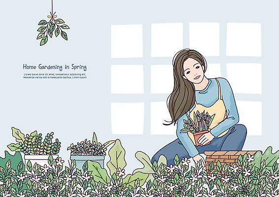 식물 라이프스타일 웰빙 여자 꽃 화분 일러스트 휴식 한명 사람 상반신 성인 취미 정원 봄 원예 귀농 정원가꾸기 식물키우기 성인여자한명만 홈가드닝 반려식물 국내일러스트 AI파일 1 계절 컨셉 농업 생활 여자한명만 성인여자만 파일형식 벡터