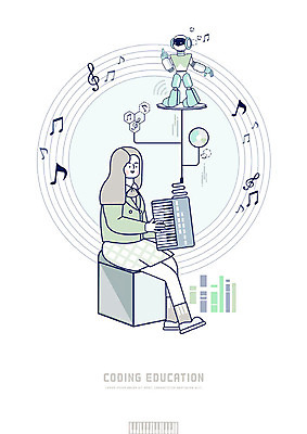 전신 PSD 학생 여학생 여자 교육 교복 연주 음표 일러스트 청소년 한명 사람 앉기 10대 컴퓨터 CD 춤 건반 볼륨 스마트 로봇 청소년교육 컴퓨터교육 십대여자한명만 방과후 4차산업 코딩 AI_인공지능 국내일러스트 1 기호 옷 산업 음악 컨셉 모션 문화예술 전자제품 여자한명만 십대여자만 파일형식