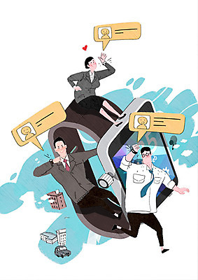 전신 PSD 여자 남자 시계 인터넷 일러스트 회사 비즈니스 통신 하늘 사람 정장 성인 생활 세명 파란색 검은색 직장인 스마트 소통 메신저 스마트워치 사물인터넷 4차산업 국내일러스트 직업 옷 산업 컬러 컨셉 정보기술 스마트기기 웨어러블 파일형식