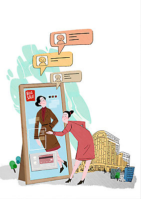 전신 PSD 여자 패션 인터넷 일러스트 사람 성인 두명 생활 빨간색 쇼핑 노란색 세일 마을 기쁨 거울 신용카드 스마트 검색 백화점 리뷰 메신저 상품평 사물인터넷 성인여자만 4차산업 국내일러스트 감정 산업 컬러 컨셉 정보기술 금융 상점 여자만 성인만 파일형식