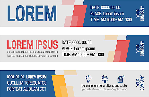 도형 템플릿 배너 배너템플릿 가로배너 비즈니스 전구 사람없음 파란색 지구본 현수막 문서 겹침 배너세트 AI파일 컬러 가로 세트 파일형식 벡터