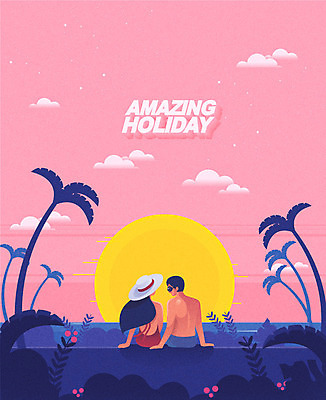모자 커플 영어 여자 남자 수영복 바다 분홍색 백그라운드 일러스트 사람 앉기 상반신 성인 타이포그라피 해변 두명 여름 여름휴가 바캉스 선글라스 야자수 태양 마주보기 홀리데이 레터링 국내일러스트 AI파일 자연요소 나무 문자 잡화 옷 계절 안경 컬러 관계 모션 휴가 파일형식 벡터 여름_계절