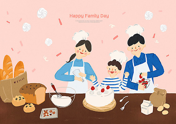 PSD 여자 남자 어린이 빵 분홍색 일러스트 가족 요리사모자 요리 사람 상반신 성인 세명 부모 케이크 주방 계란 앞치마 화목 자녀 식빵 즐거움 밀가루 제빵 가정의달 요리중 국내일러스트 모자_잡화 감정 음식 컬러 컨셉 관계 모션 디저트 제과제빵 알 요리사 5월 가루 파일형식