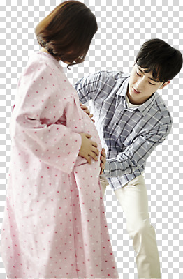 편집이미지 부부 응시 여자 남자 사람 상반신 20대 성인 두명 앞모습 옆모습 임산부 임신 만지기 한국인 걱정 PNG 복부 성인만 편집소스 커플 시선 감정 뷰포인트 모션 동양인 청년 신체부위 파일형식