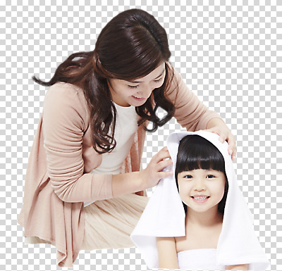 편집이미지 여자 딸 어린이 모녀 엄마 미소 사람 상반신 성인 두명 앞모습 옆모습 30대 수건 목욕 한국인 육아 즐거움 PNG 머리말리기 보살핌 편집소스 싱글맘 한부모가족 감정 뷰포인트 가족 표정 동양인 장년 위생용품 청결 파일형식