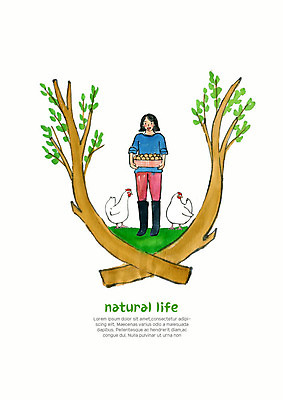 전신 PSD 나무 라이프스타일 웰빙 여자 잎 두마리 일러스트 자연 수채화 한명 사람 성인 라이프 초록색 갈색 계란 가축 봄 닭 축산업 숲 친환경 유기농 내추럴 성인여자한명만 국내일러스트 식물 동물 1 계절 산업 컬러 2 조류 생활 환경 알 생태계 여자한명만 성인여자만 파일형식