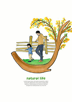 전신 PSD 나무 라이프스타일 웰빙 남자 꽃 아들 어린이 일러스트 자연 놀이 팔벌리기 수채화 사람 성인 두명 라이프 울타리 걷기 봄 산책 아빠 숲 친환경 유기농 내추럴 부자지간 국내일러스트 식물 계절 가족 모션 휴식 생활 담장 환경 생태계 파일형식