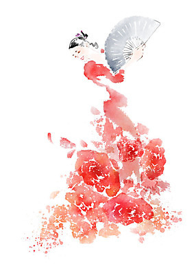 전신 PSD 무료이미지 드레스 여자 꽃 포즈 일러스트 캘리그라피 붓터치 한명 미소 사람 성인 빨간색 뷰티 춤 부채 화려 번짐 성인여자한명만 국내일러스트 식물 1 옷 컬러 컨셉 문화예술 표정 여자한명만 성인여자만 파일형식 효과