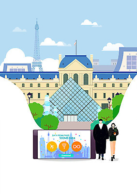 전신 PSD 커플 여자 남자 행복 여행 일러스트 사람 성인 두명 관광지 스마트폰 프랑스 에펠탑 스마트 즐거움 파리_프랑스 유럽여행 루브르박물관 프랑스여행 데이타로밍 국내일러스트 감정 유럽 해외여행 컨셉 통신 관계 핸드폰 스마트기기 박물관 파리 랜드마크 파일형식