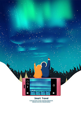 PSD 나무 커플 여자 남자 행복 별 여행 일러스트 밤하늘 북유럽 핀란드 사람 앉기 상반신 성인 두명 스마트폰 사진촬영 촬영 외투 가리킴 숲 남색 극지방 스마트 즐거움 동영상 오로라 국내일러스트 자연요소 식물 감정 유럽 컬러 컨셉 상의 관계 모션 자연현상 하늘 손짓 핸드폰 스마트기기 야간 지역 파일형식