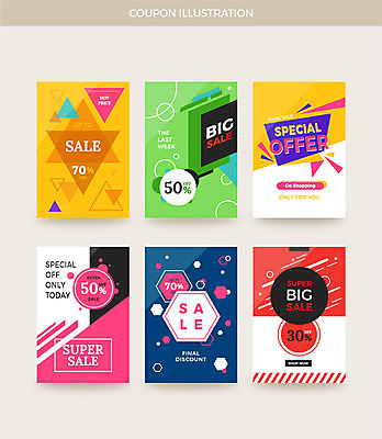 도형 배너 세로배너 일러스트 사람없음 쇼핑 세트 컬러풀 세일 원형 삼각형 쿠폰 육각형 국내일러스트 AI파일 컬러 세로 파일형식 벡터