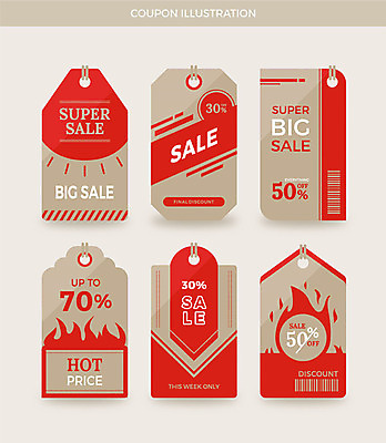 일러스트 날씨 프레임 사람없음 빨간색 세트 태양 꼬리표 라벨 세일 빈티지 뜨거움 쿠폰 바코드 빅세일 할인쿠폰 국내일러스트 AI파일 자연요소 컬러 컨셉 파일형식 벡터