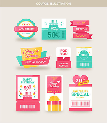 분홍색 일러스트 프레임 사람없음 선물상자 세트 라벨 세일 하트 축하 생일 쿠폰 바코드 생일축하 민트색 할인쿠폰 해피버스데이 국내일러스트 AI파일 모양 기념일 컬러 컨셉 선물 상자 파일형식 벡터